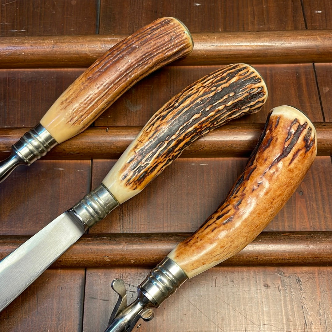 Bear Brand Carving Set Stainless & Stag 1930s-50s