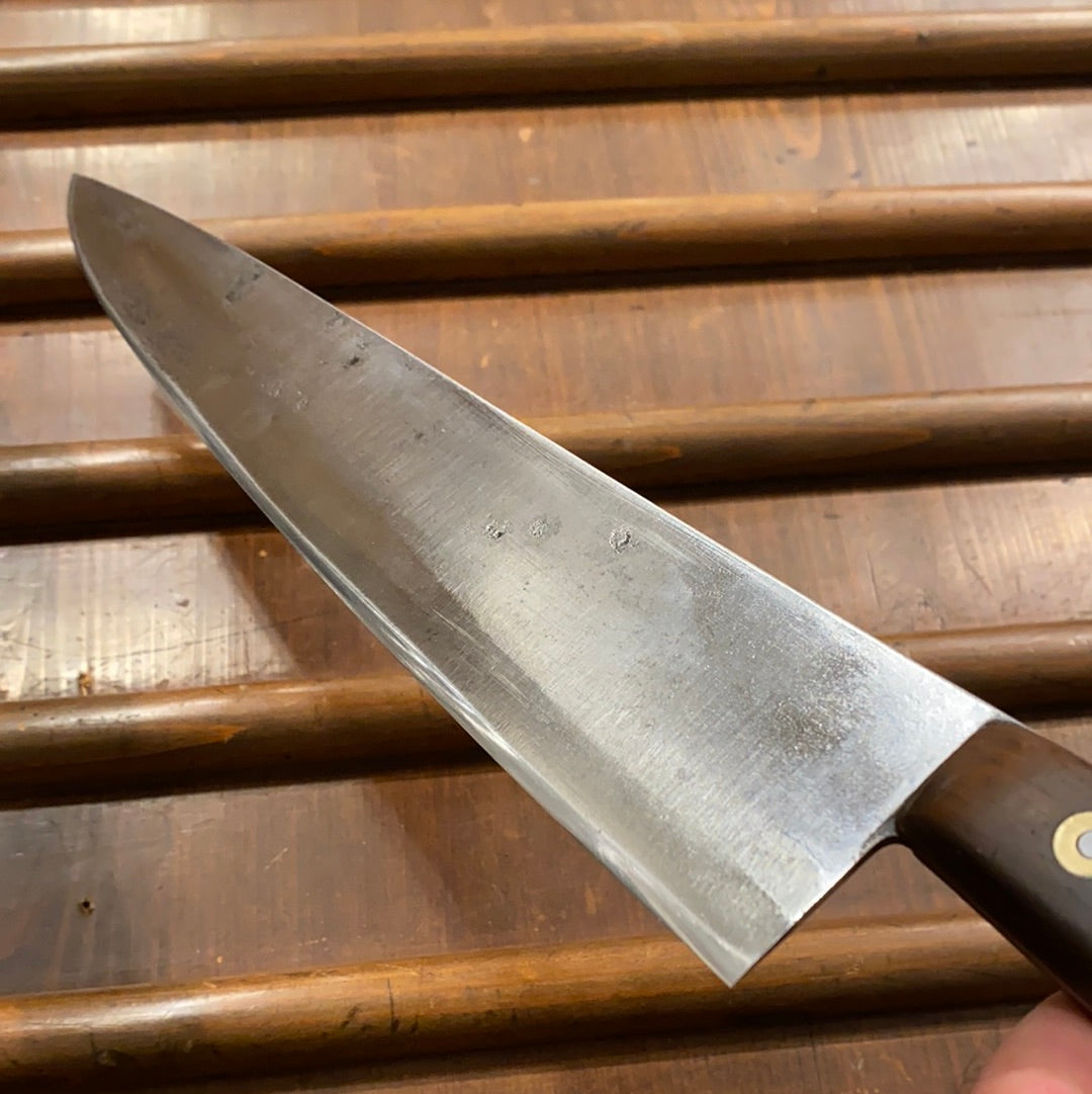 Unmarked Plate-Semelle 11.5” Chef Knife Hand Forged Carbon Steel France 1920-50s