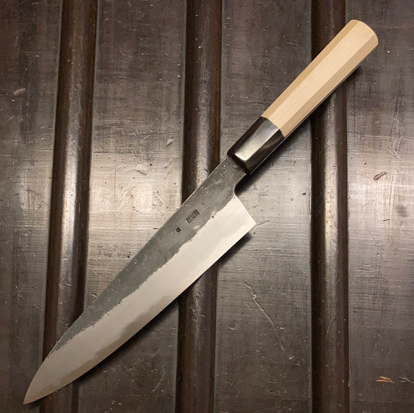 Sakai Kikumori 'Kikuzuki Kuro' 210mm Gyuto - Shirogami 2