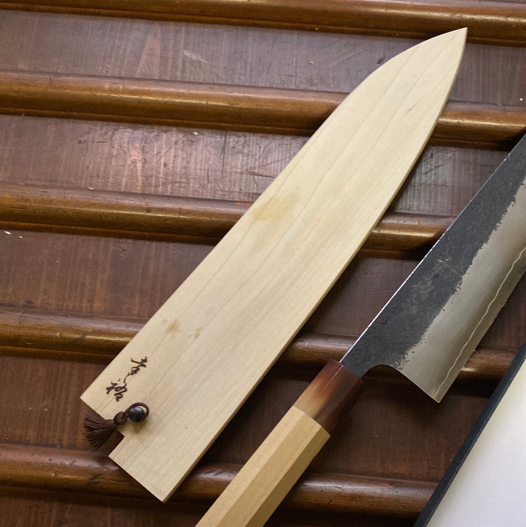 Konosuke Madei Sumiiro 240mm Gyuto SLD Kurouchi Nashiji - by Nihei - Blonde Horn
