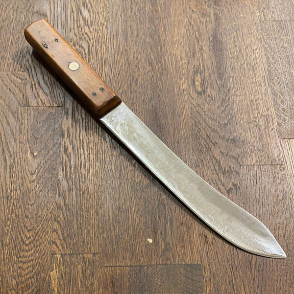 J. A. Henckels 8” Bullnose Scimitar Knife Hand Forged Carbon Steel Walnut 4 Pins & Rivet 1950’s?