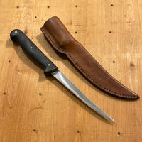 Handmade 6” Boning Knife Semi Flex Carbon Steel Linen Micarta With Sheath