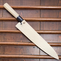 Sakai Kikumori Kikuzuki Kasumi 240mm Gyuto Shirogami 2 with Saya