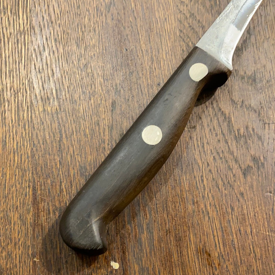 J A Henckels 5.5” Stiff Narrow Boning Knife Carbon Steel Walnut 2 Rivets 1950s