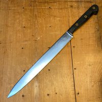 Unmarked 10.25" Slicer Carbon Steel Hand Forged Solingen 1950s-70s