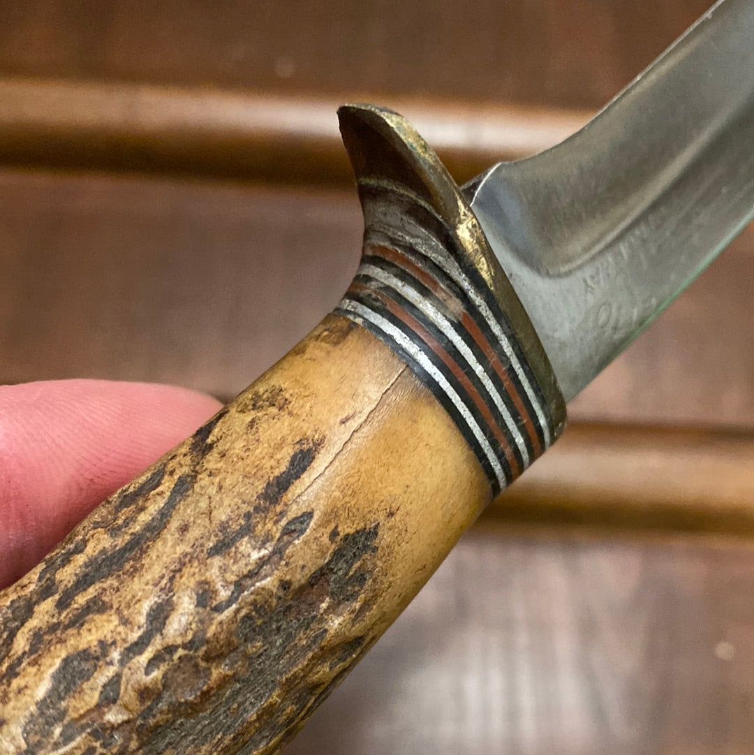 Morseth 5” Original Model 1 Stag Safe-Lok Sheath - Norway / Washington USA 1950’s