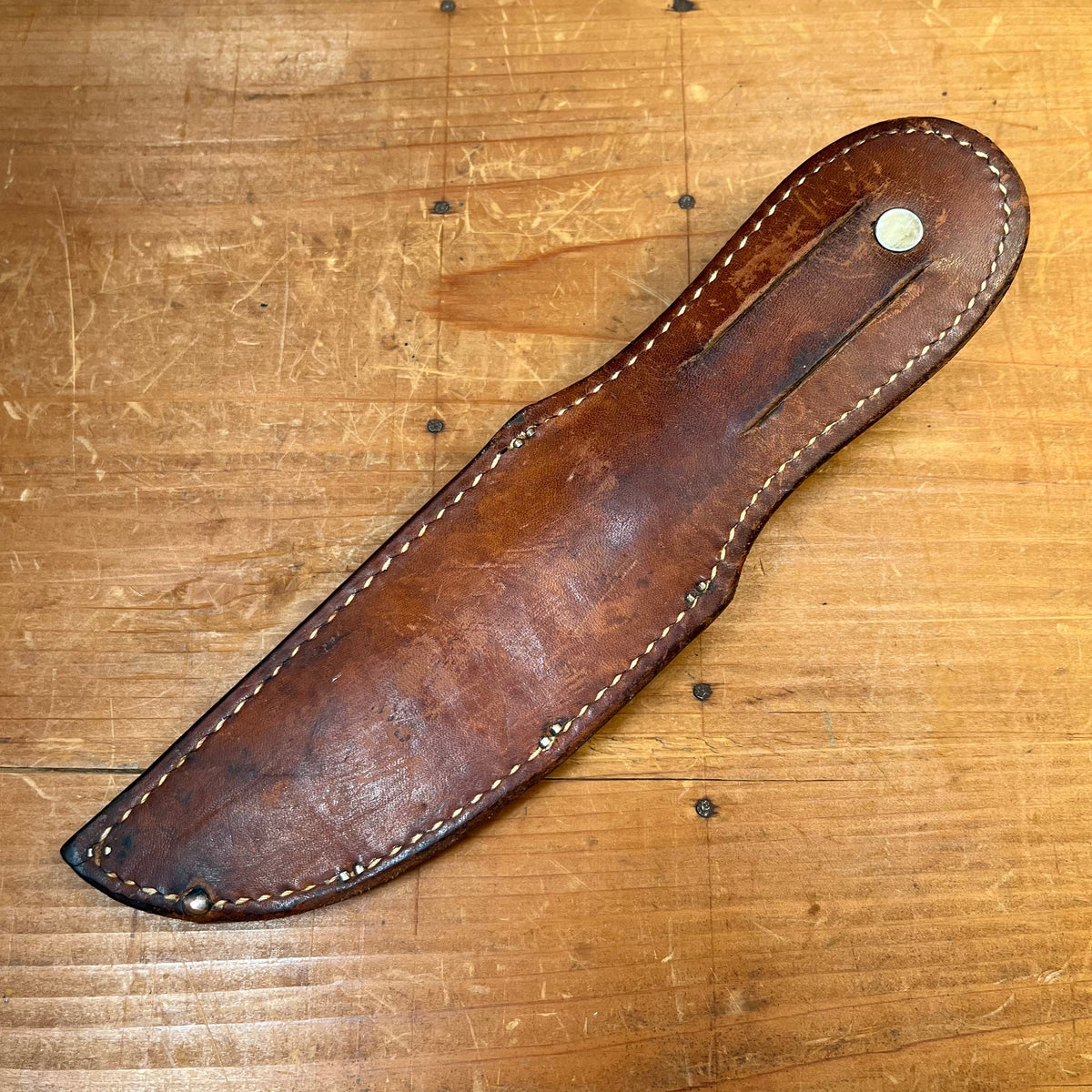 Case 5" Fixed Blade Marble's Style Carbon Steel Stacked Leather 1940s