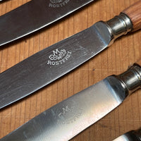 Eichenlaub Fruit / Dessert Knife Set 6 Stainless & Cherry Wood Solingen Germany~1950's 60's