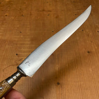 H Boker / Wyeth Hardware 6" Carving Knife Carbon Steel Jigged Bone Solingen 1915-20