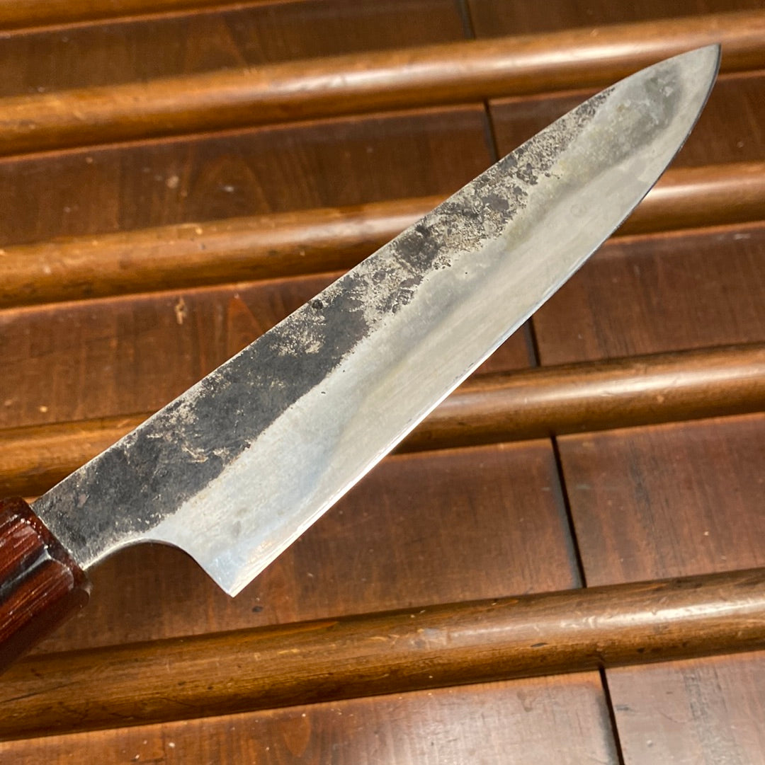 Javanese 150mm Petty Leaf Spring Steel Kurouchi Octagonal Rosewood