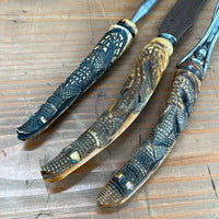Hibbard Spencer & Bartlett Carving Set Carbon Steel Alligator Stag 1850-1900