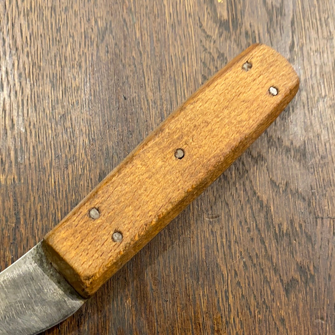 Unmarked 5” Carbon Steel Hand Forged Skinning Knife Beech Handle 1890’s-1930’s