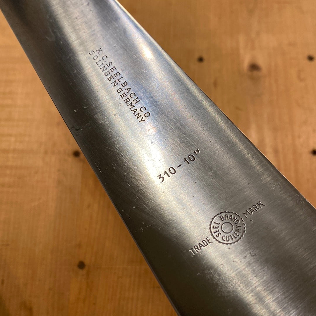 K.C. Seelbach 10” Chef Knife Carbon Steel Solingen 1950s  VGC
