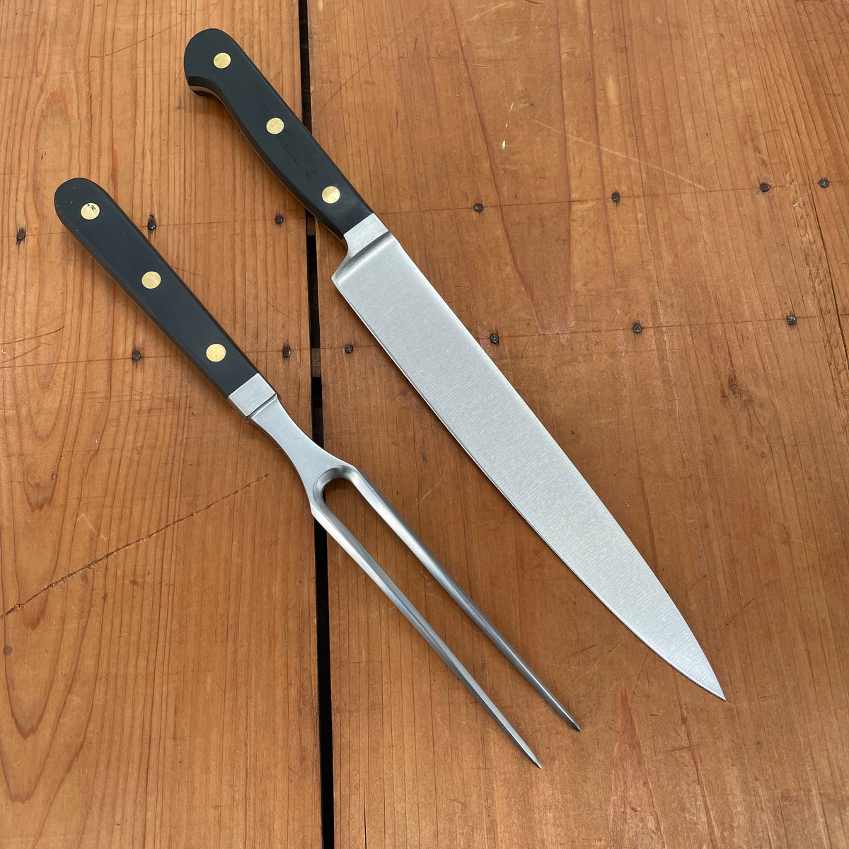 Friedr Herder Carving Set 8” Knife & Fork in Walnut Drawer Storage Box - 2 Pieces