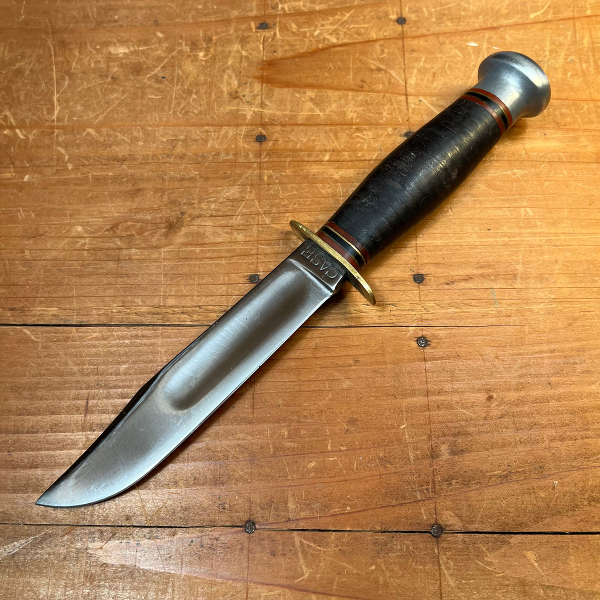 Case 5" Fixed Blade Marble's Style Carbon Steel Stacked Leather 1940s