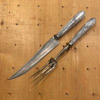 French Carving Set Silver & Carbon Steel Paris Acier Forge