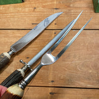 Eichenlaub Carving Set Stainless & Stag Solingen Germany ~1950s-60s In Box
