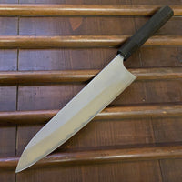Yoshimi Kato 240mm Gyuto Stainless Clad Aogami Super Ebony Horn