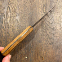 Unmarked 5” Carbon Steel Hand Forged Skinning Knife Beech Handle 1890’s-1930’s
