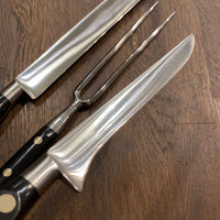 Sabatier Trumpet Ancienne Maison Carving Set Forged Stainless 1950s