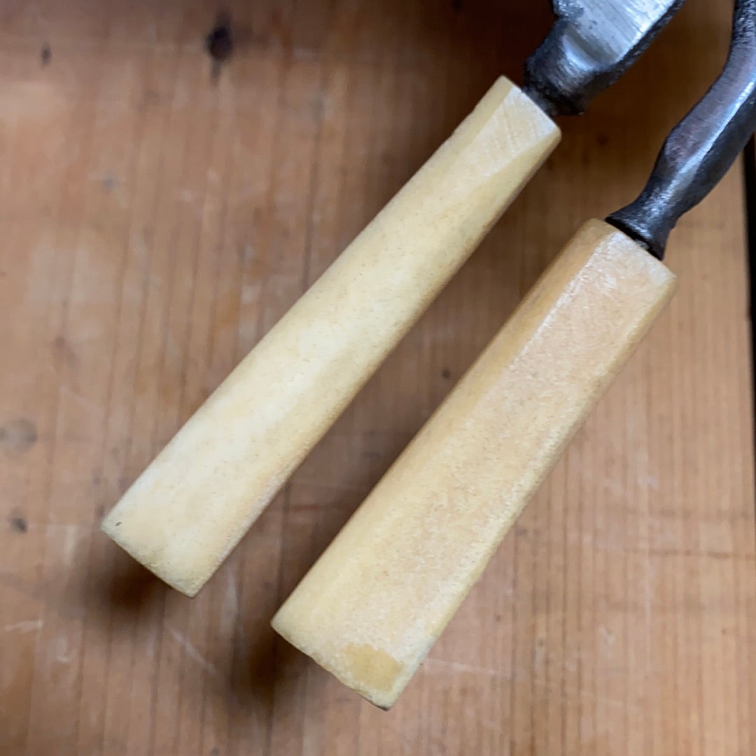 Antique Child’s Fork & Knife Set Unmarked Carbon Steel & Bone 19th C
