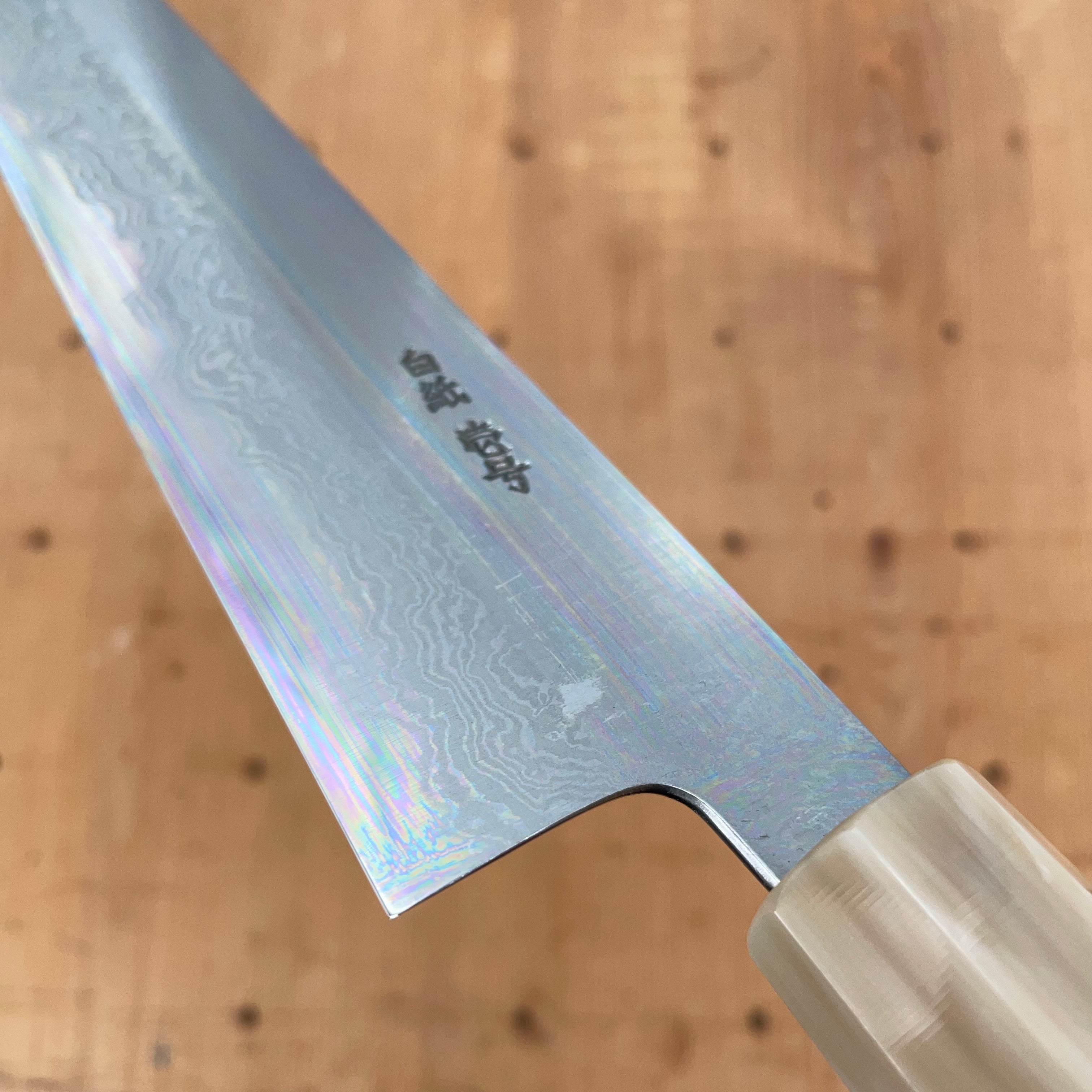 而今、GAKU Yoshikazu Tanaka 240mm Kiritsuke Gyuto Shirogami 1 Damascus Ebony