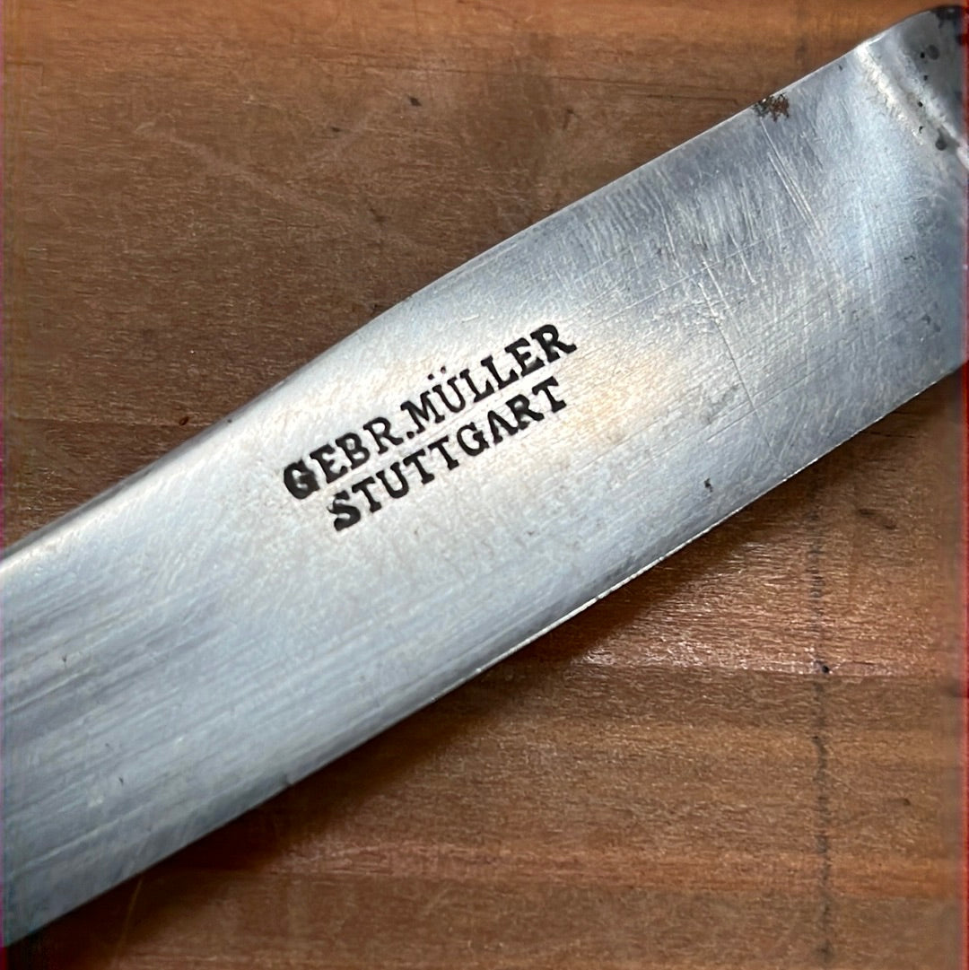 Gebr. Muller Stuttgart Dessert or Child's Cutlery Set Carbon Steel Bone circa ~1900