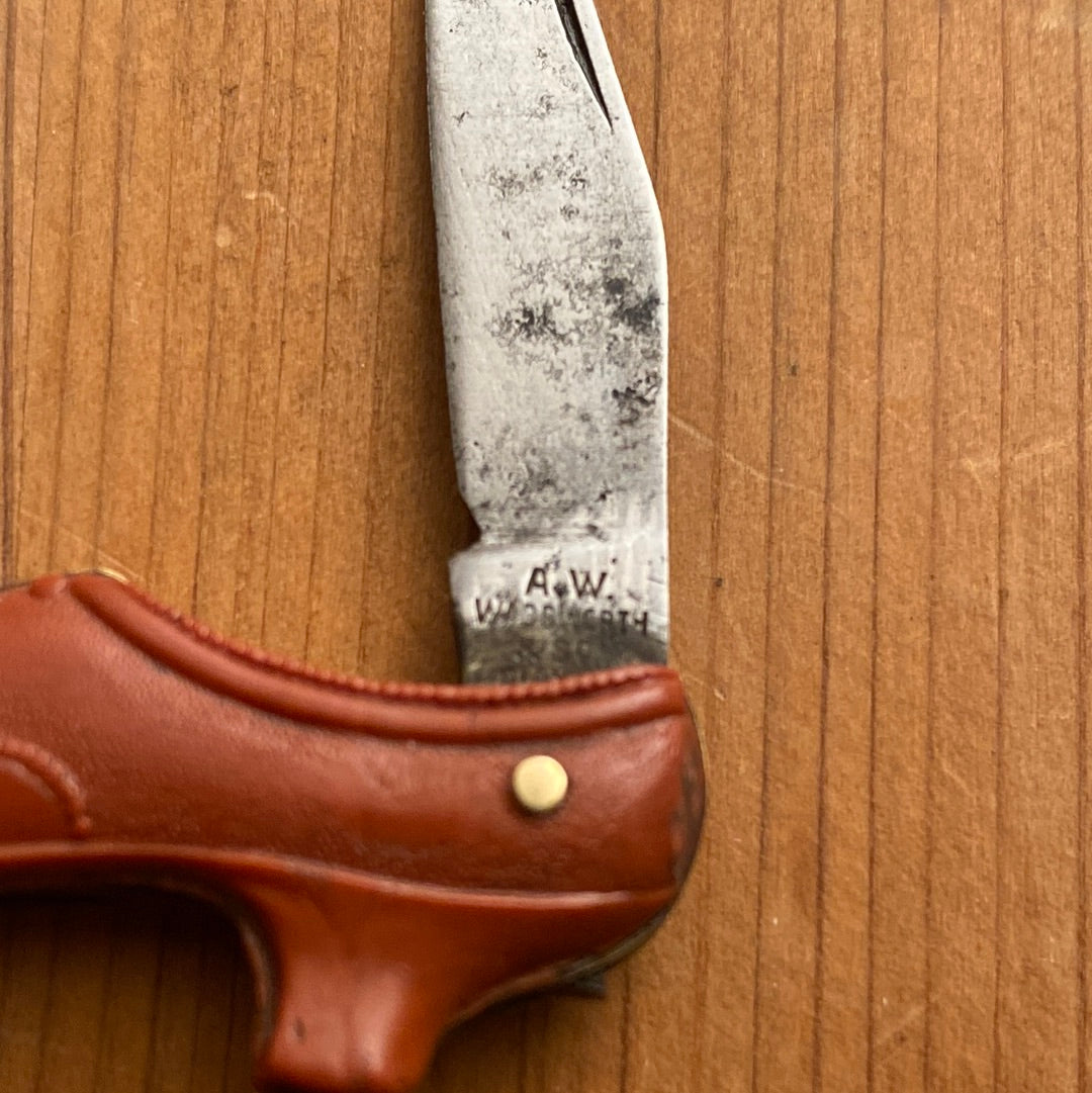 A W Wadsworth 1 7/8” Figural Shoe Knife 1920’s? Brown