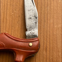 A W Wadsworth 1 7/8” Figural Shoe Knife 1920’s? Brown