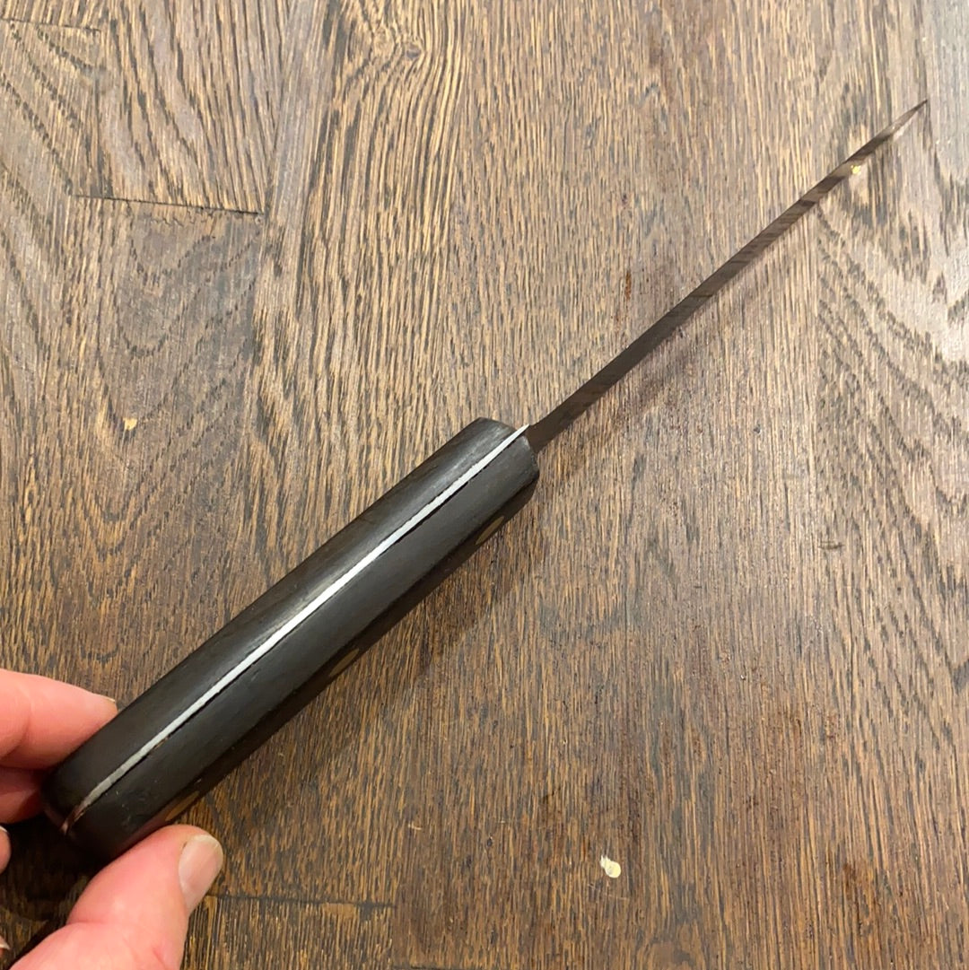 Unmarked (German?) 5.5” Boning Knife Semi Flex Carbon Steel Walnut Handle