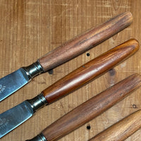 Eichenlaub Fruit / Dessert Knife Set 6 Stainless & Cherry Wood Solingen Germany~1950's 60's