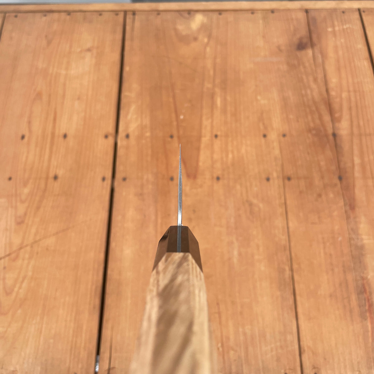 Isamitsu 240mm Gyuto Stainless Clad Shirogami 1 Kurouchi Taihei Zebrawood Handle