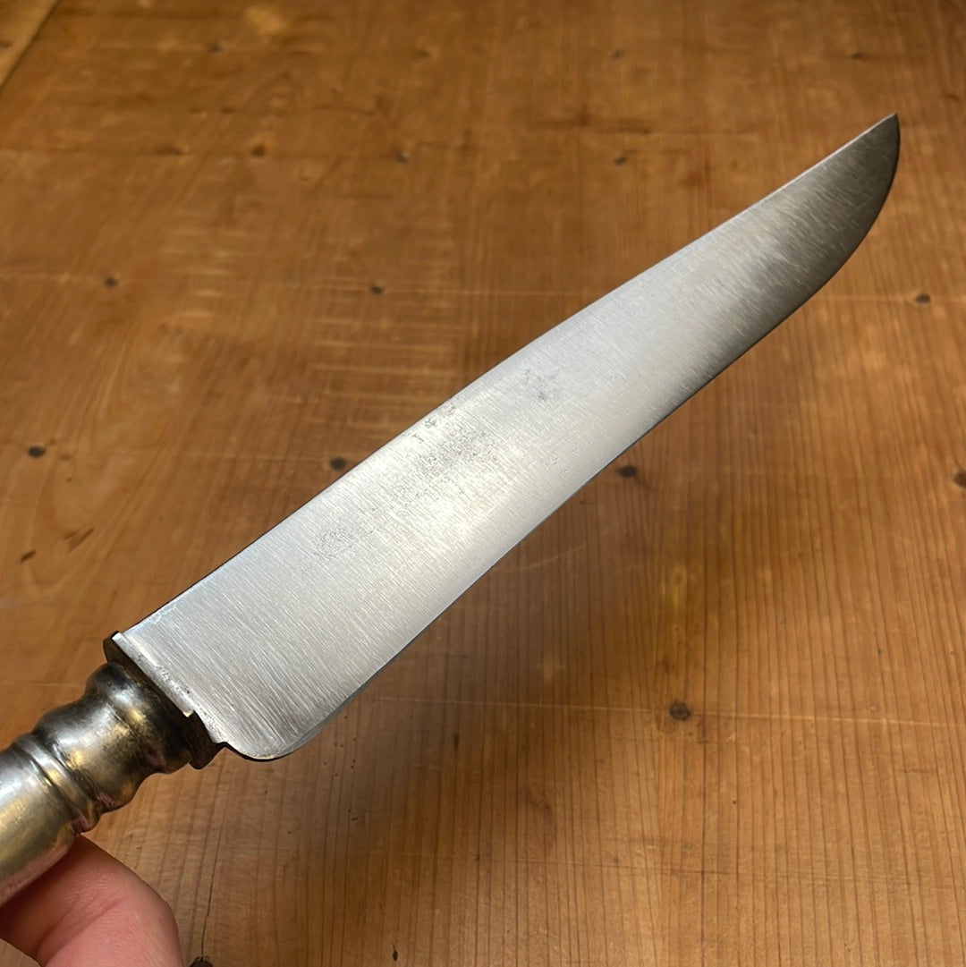 French 7.5" Carving Knife Forged Carbon Silverplate Handle 'Paris' 1920's?