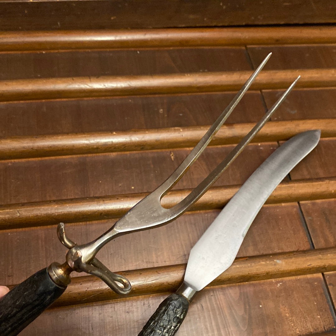 Joseph Wostenholm & Sons Sheffield (1813-1876) Shear Steel Carving Knife & Mis Matched Fork