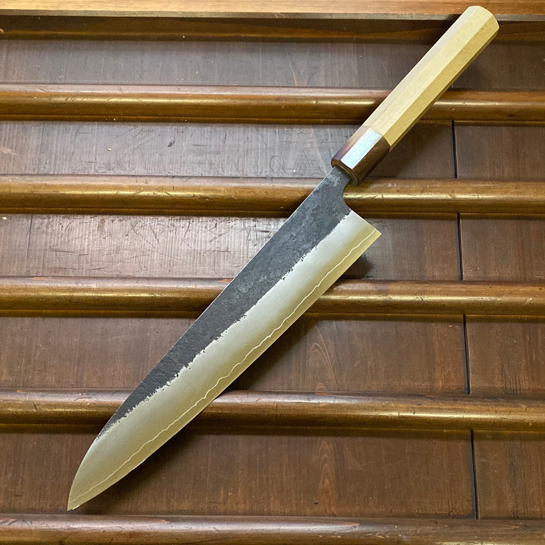 Konosuke Madei Sumiiro 240mm Gyuto SLD Kurouchi Nashiji - by Nihei - Blonde Horn