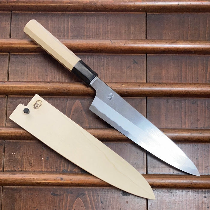 Sakai Kikumori Kikuzuki Kasumi 210mm Gyuto Shirogami 2 with Saya