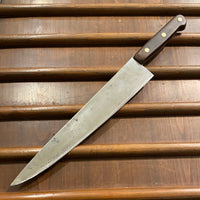 Unmarked Plate-Semelle 11.5” Chef Knife Hand Forged Carbon Steel France 1920-50s
