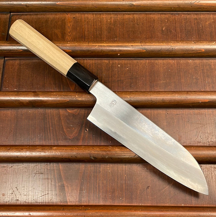 Sakai Kikumori 'Kikuzuki Kasumi' 180mm Santoku - Shirogami 2