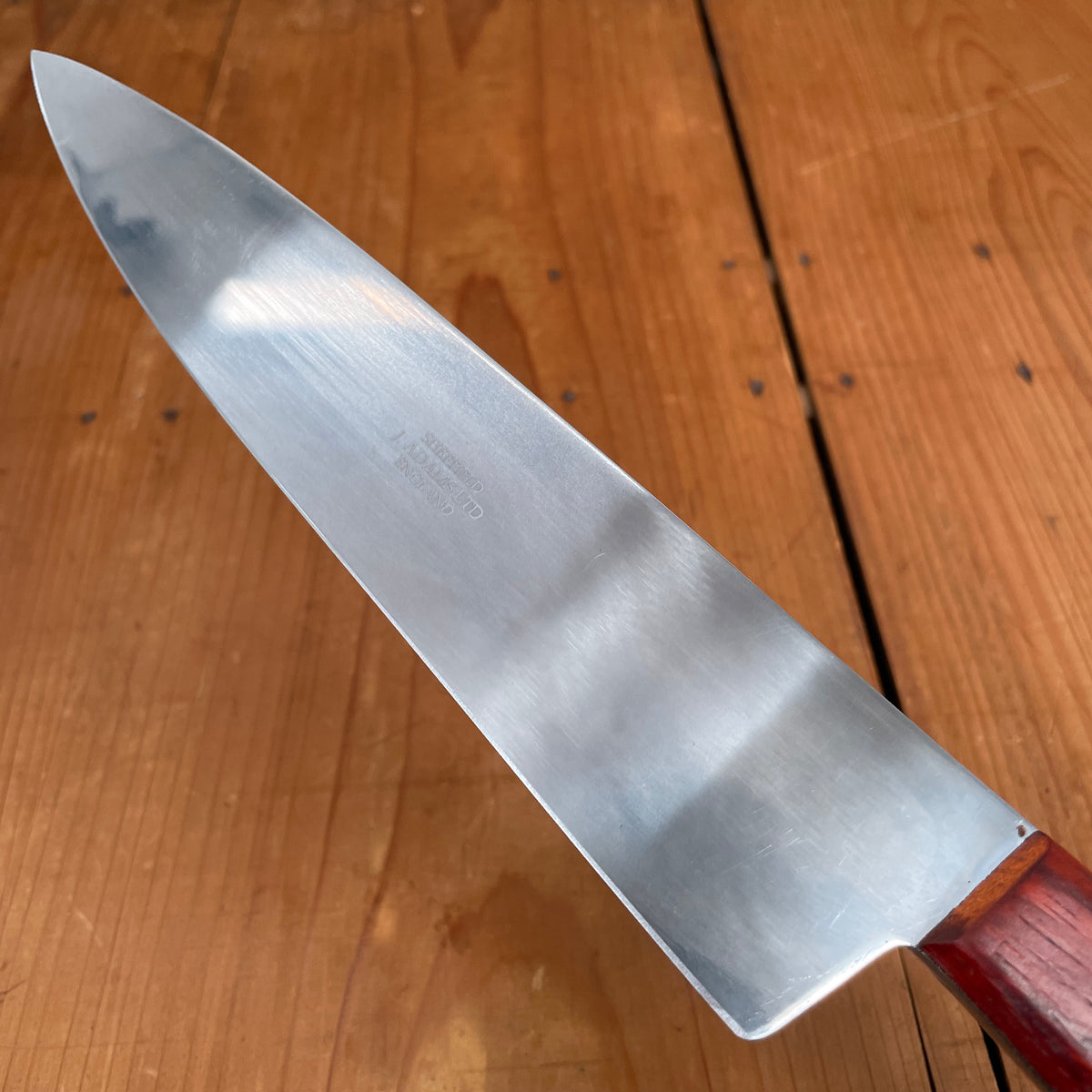 J Adams 8" Chef Knife Carbon Steel Pinned Padauk Wood