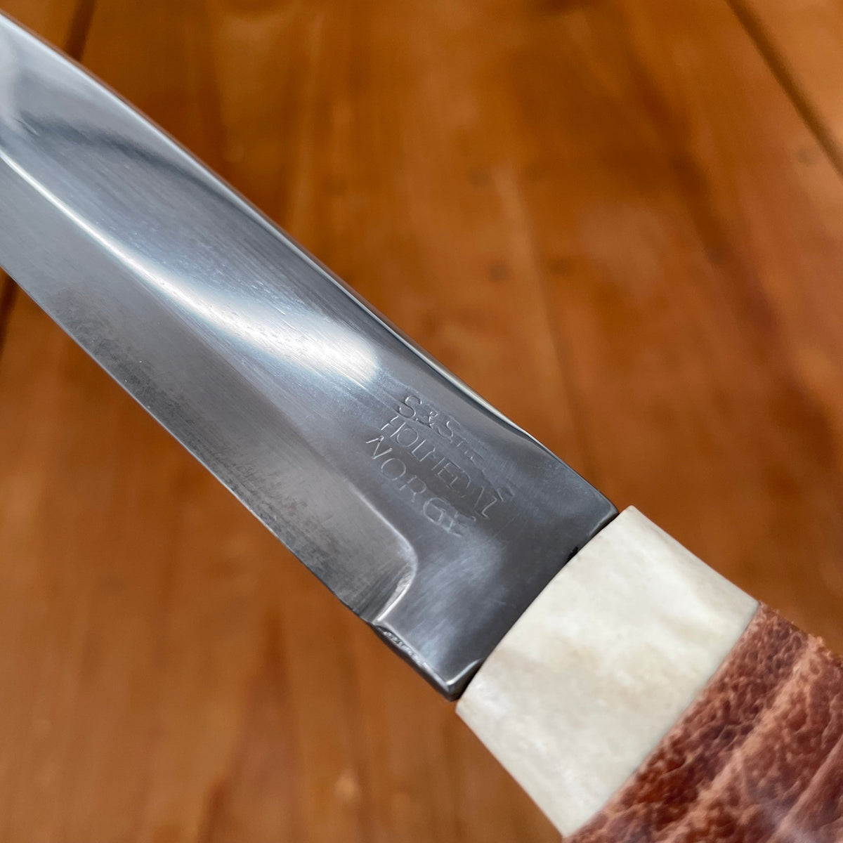 S. & S. Helle Holmedal Norway New Old Stock 112mm Knife - Laminated Carbon Steel
