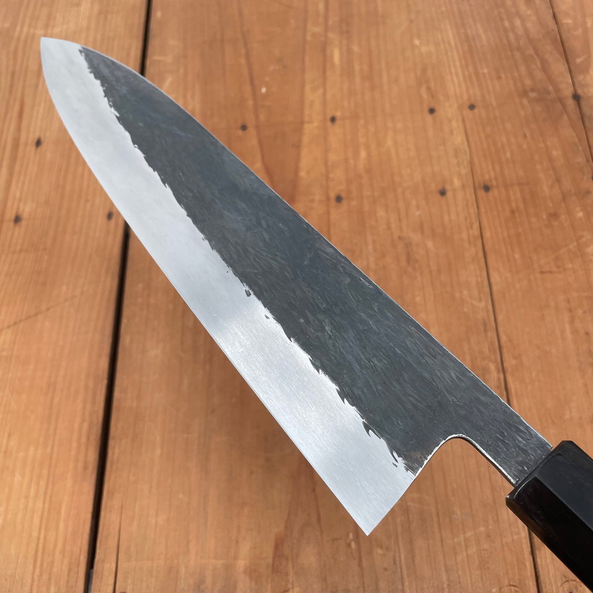 Isamitsu 240mm Gyuto Stainless Clad Shirogami 1 Kurouchi Taihei Zebrawood Handle