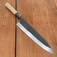 Isamitsu 240mm Gyuto Stainless Clad Shirogami 1 Kurouchi Taihei Zebrawood Handle