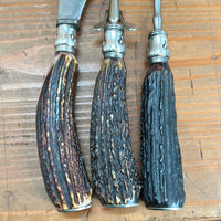 Geo Wostenholm & Sons IXL Carving Set Carbon Steel Sterling Stag Sheffield 1891-1920s