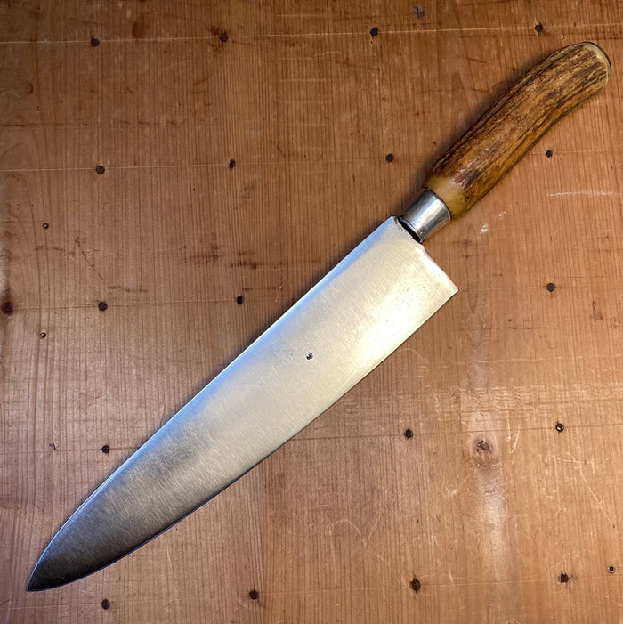 American 10" Chef Carbon Steel Antler & Sterling Ferrule Re-Handle