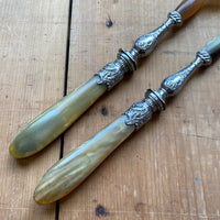 Unmarked Salad Serving Set Horn France 1920’s/30’s?