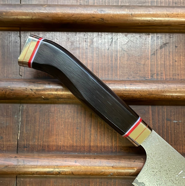 Hitohira Imojiya TH 180mm Santoku VG-10 Damascus Fusion Ebony Handle
