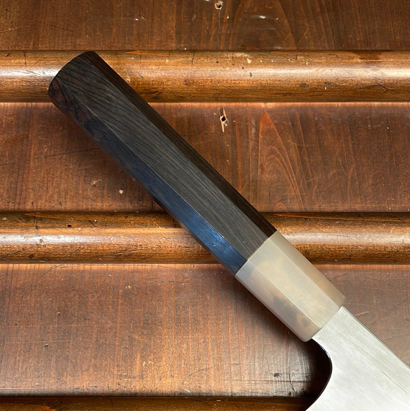 Hitohira Togashi 165mm Utility Kasumi Stainless Clad Shirogami 1 Ebony Handle W Box