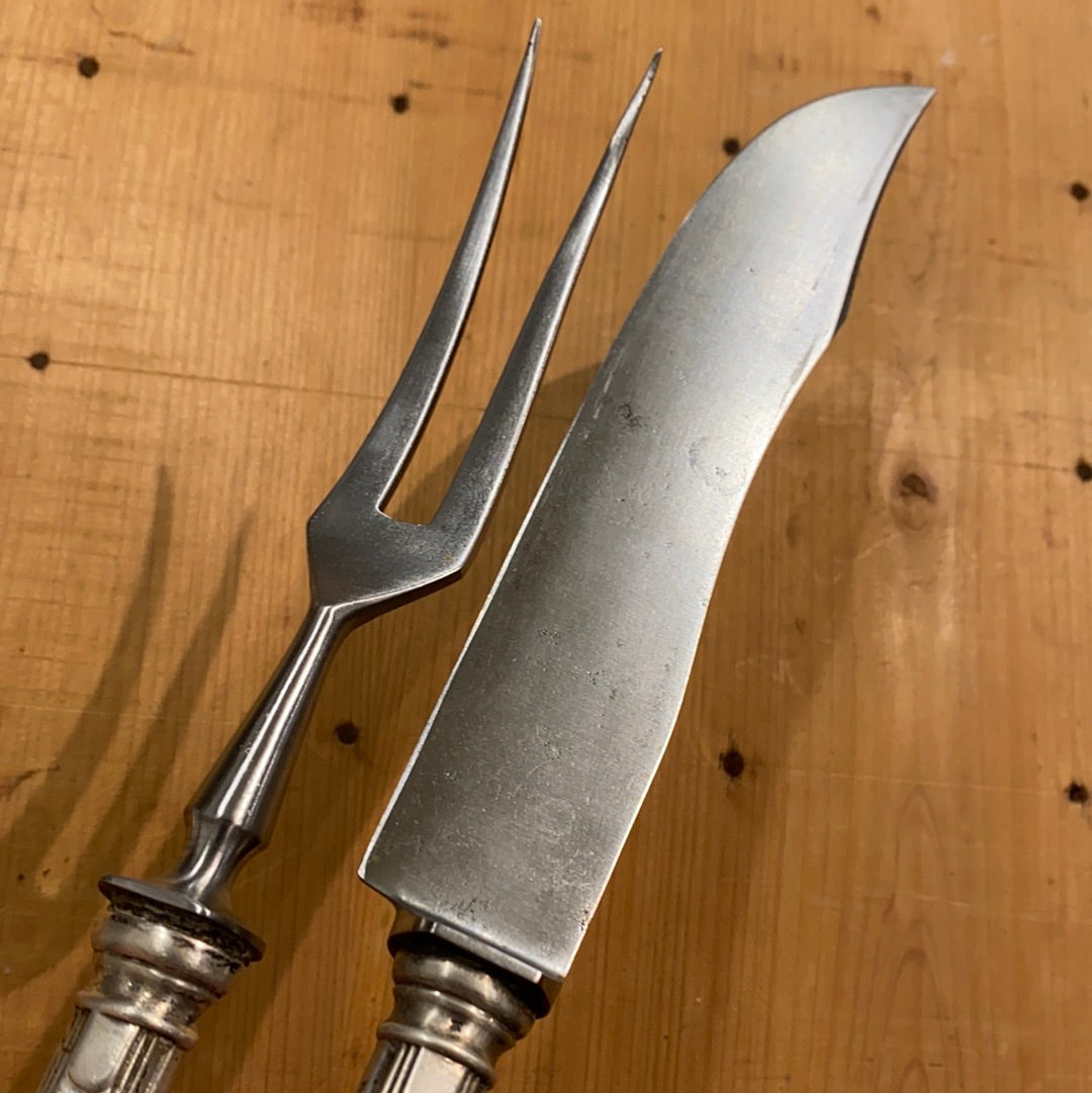 Art Deco Carving Set German Hallmark 800 Silver Handles