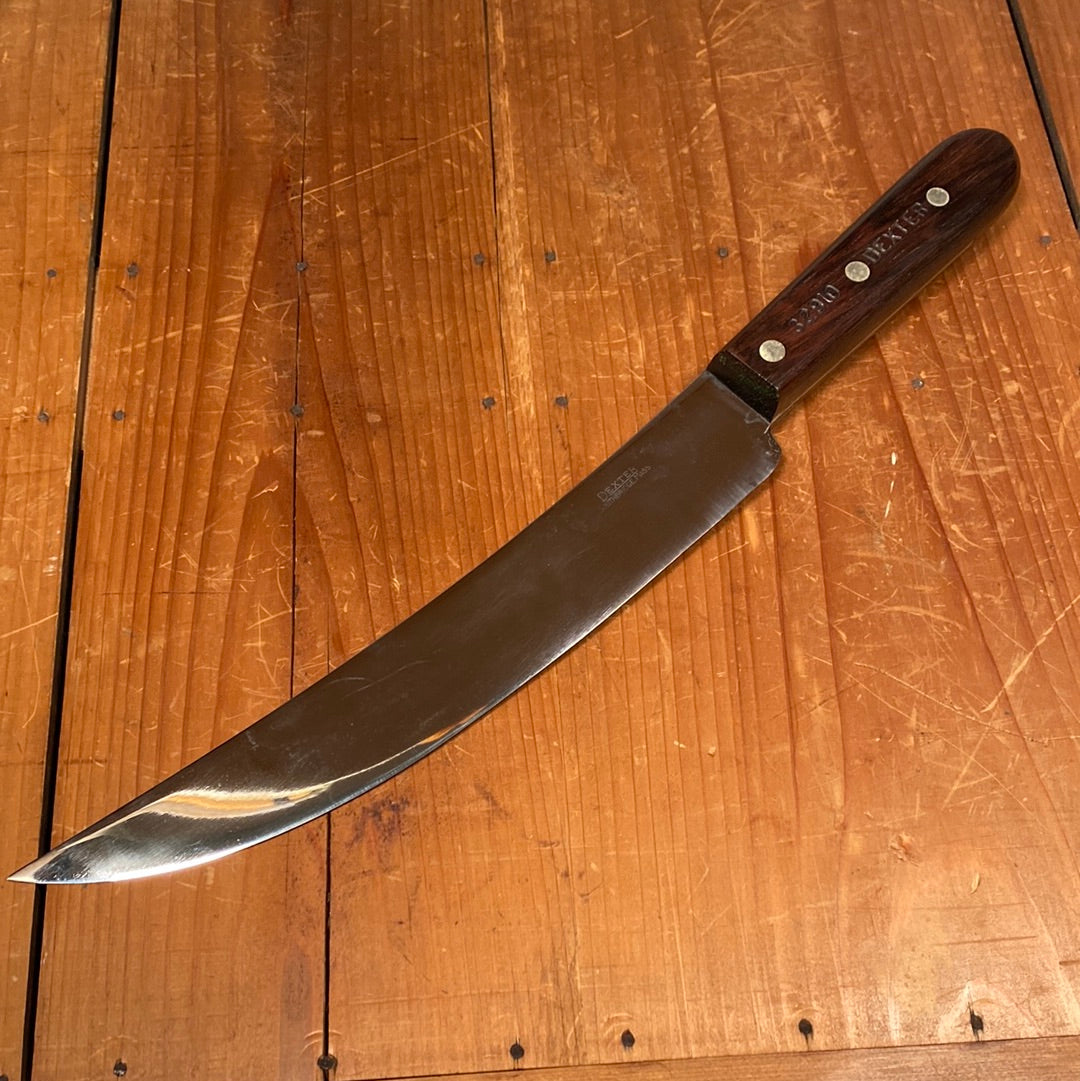 New Old Stock Dexter 10" Scimitar Carbon Steel Mirror Finish Rosewood 1950s-70s