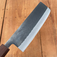 Hitohira TD 165mm Nakiri Stainless Clad Aogami 2 Kurouchi Padauk Handle